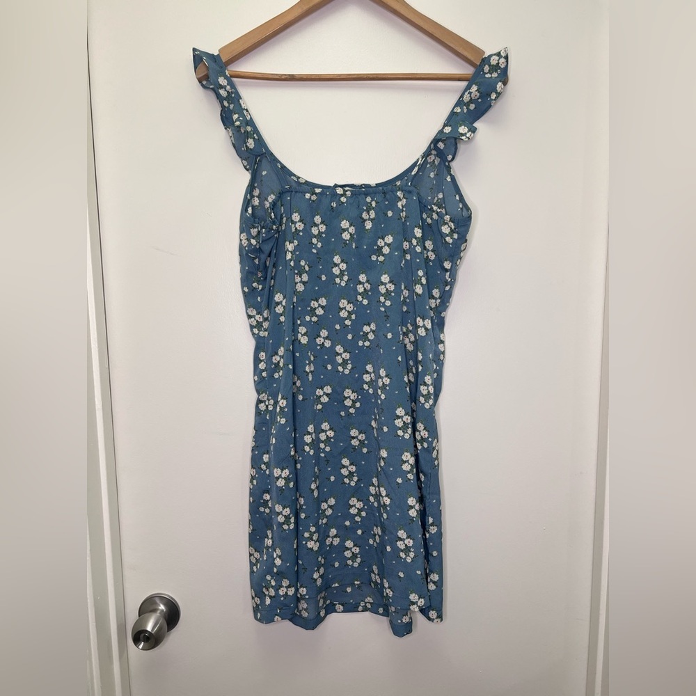 Nasty Gal Blue Floral Mini Dress Cottagecore Ruffle homecoming dress - Picture 7 of 12